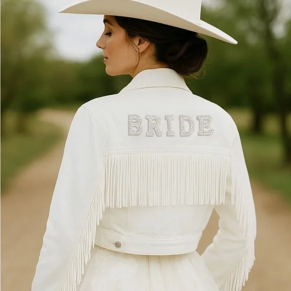 Bride White Fringe denim jacket - Picture 3 of 7